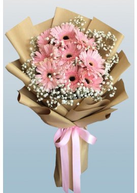 Pembe Gerbera Buketi 9 Adet