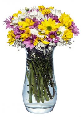 Cam Vazoda Renkli Kır Çiçekleri
