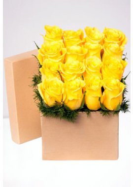 Kraft Kare Kutuda Sarı Güller 16 Adet