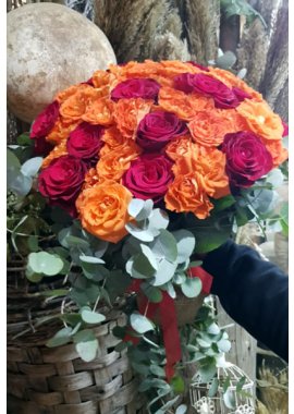 Turuncu-Kırmızı Gül Buketi